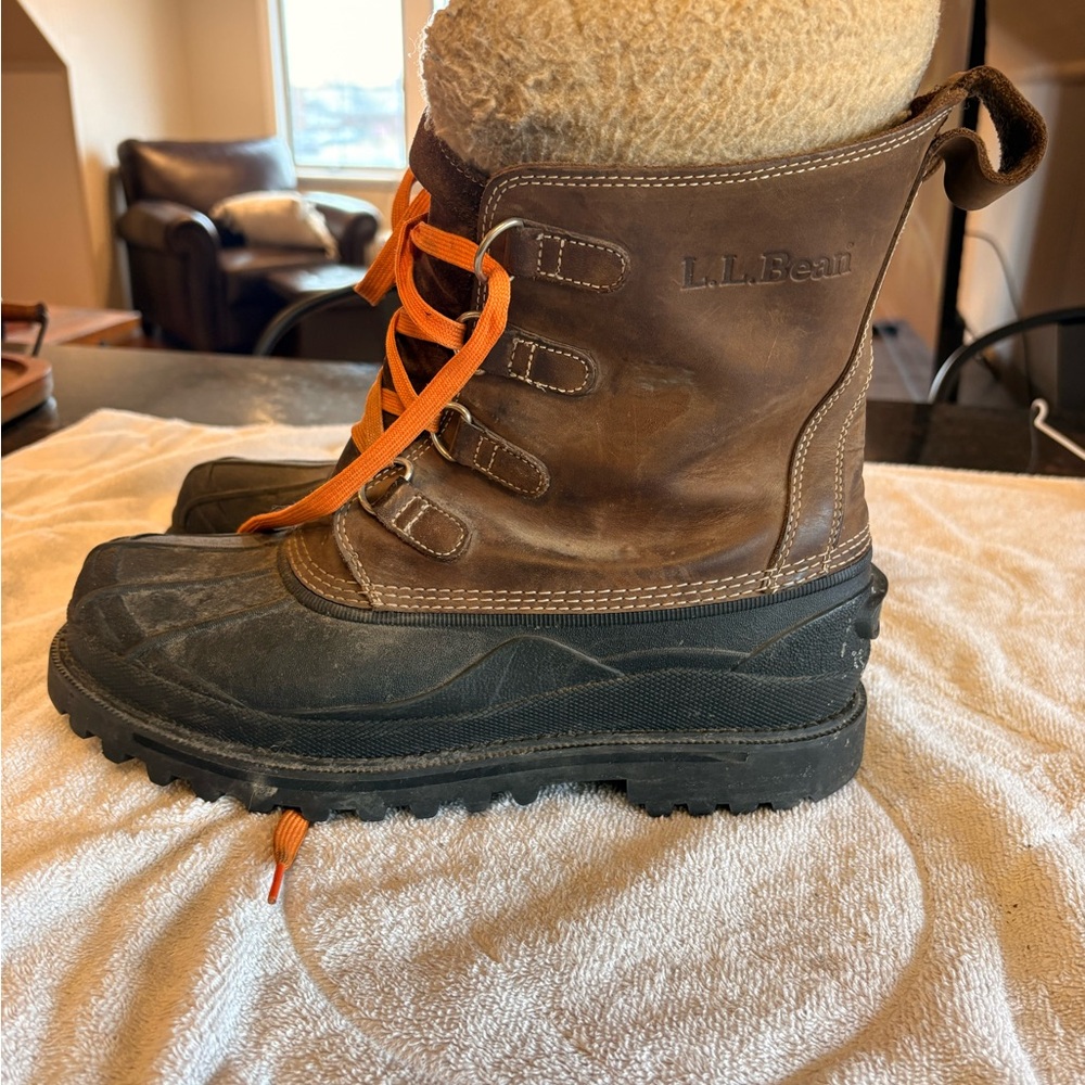 L.L. Bean Brown and Black Boots with Orange Laces